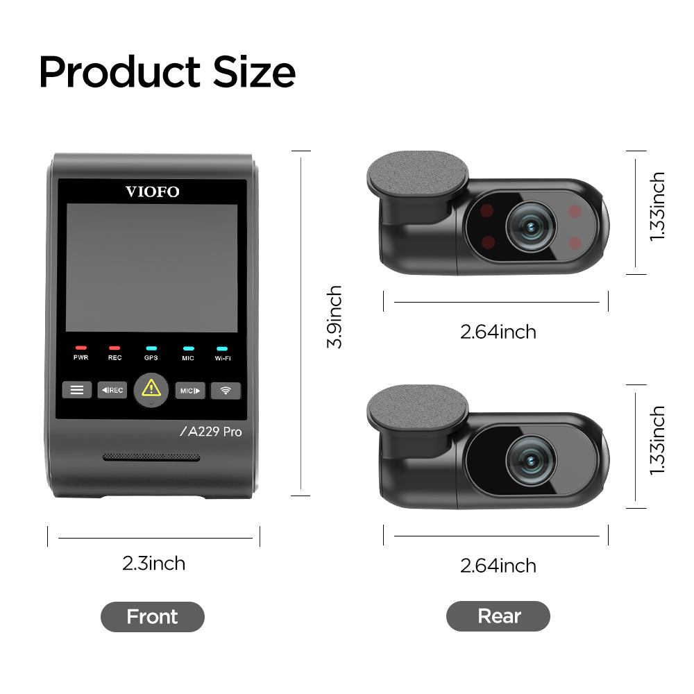 VIOFO A229 PRO 3CH 4K Dash Camera Front + Rear + Interior