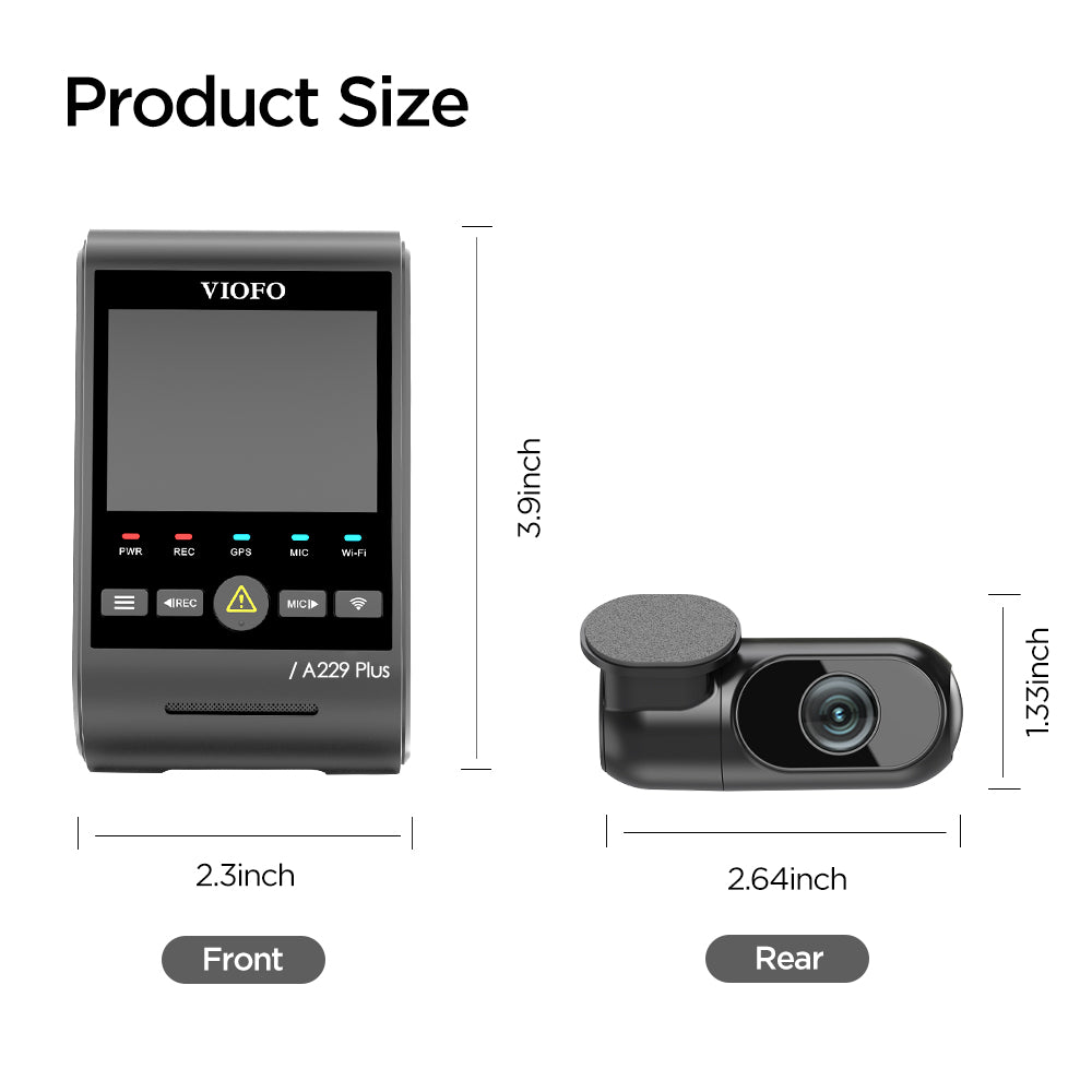 VIOFO A229 Plus 2CH 2K HDR Dash Cam Front + Rear