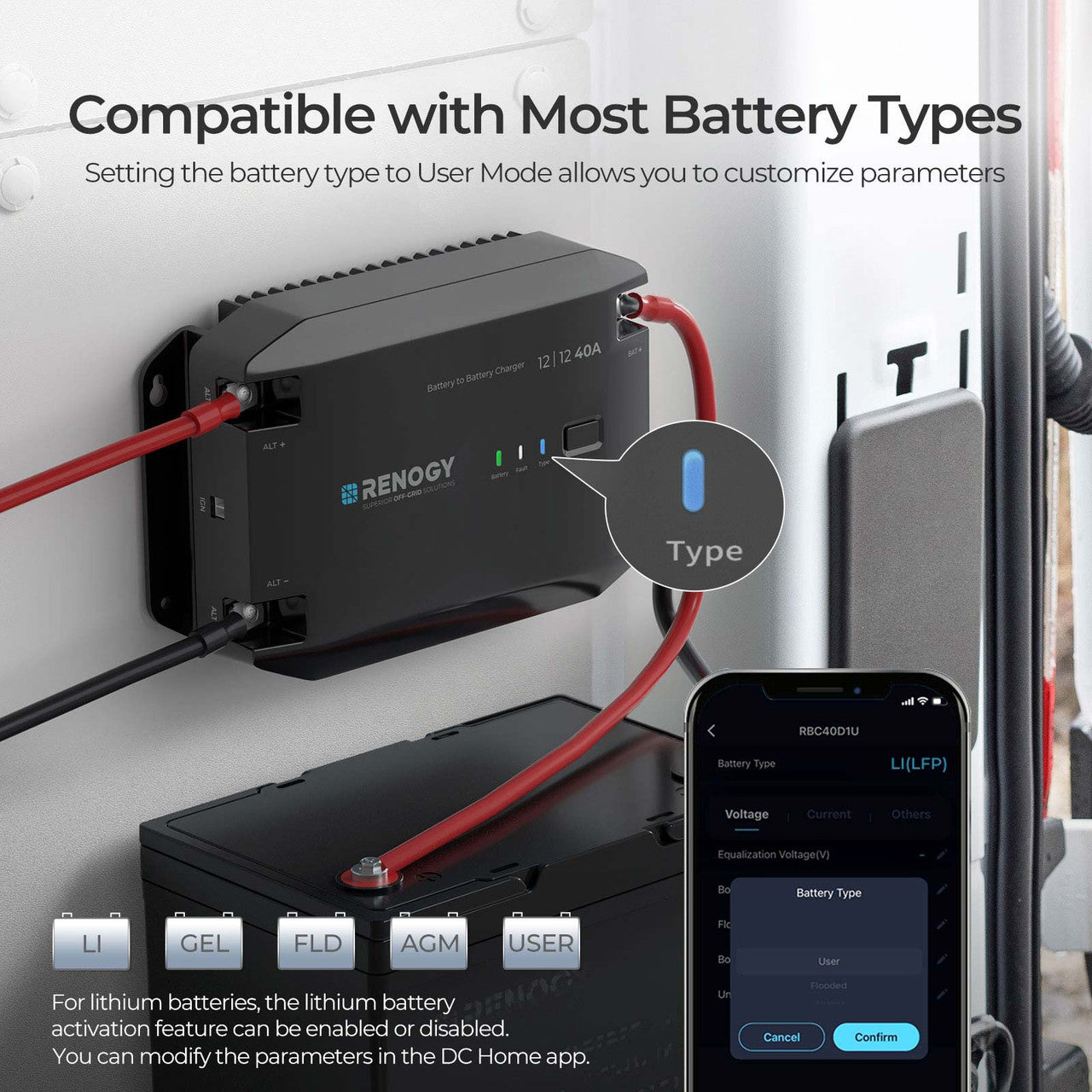 Renogy 12V 40A DC to DC Battery Charger