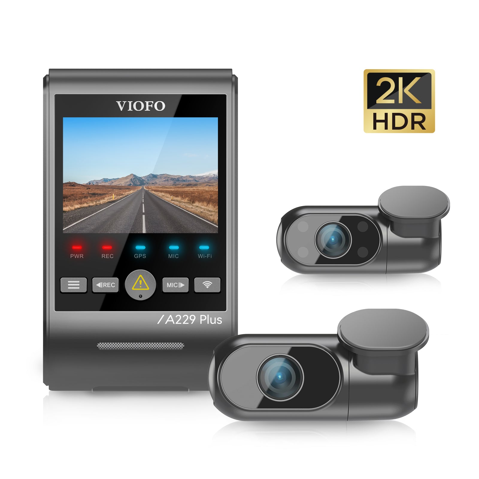 VIOFO A229 Plus 3CH 2K HDR Dash Cam Front + Rear + Interior