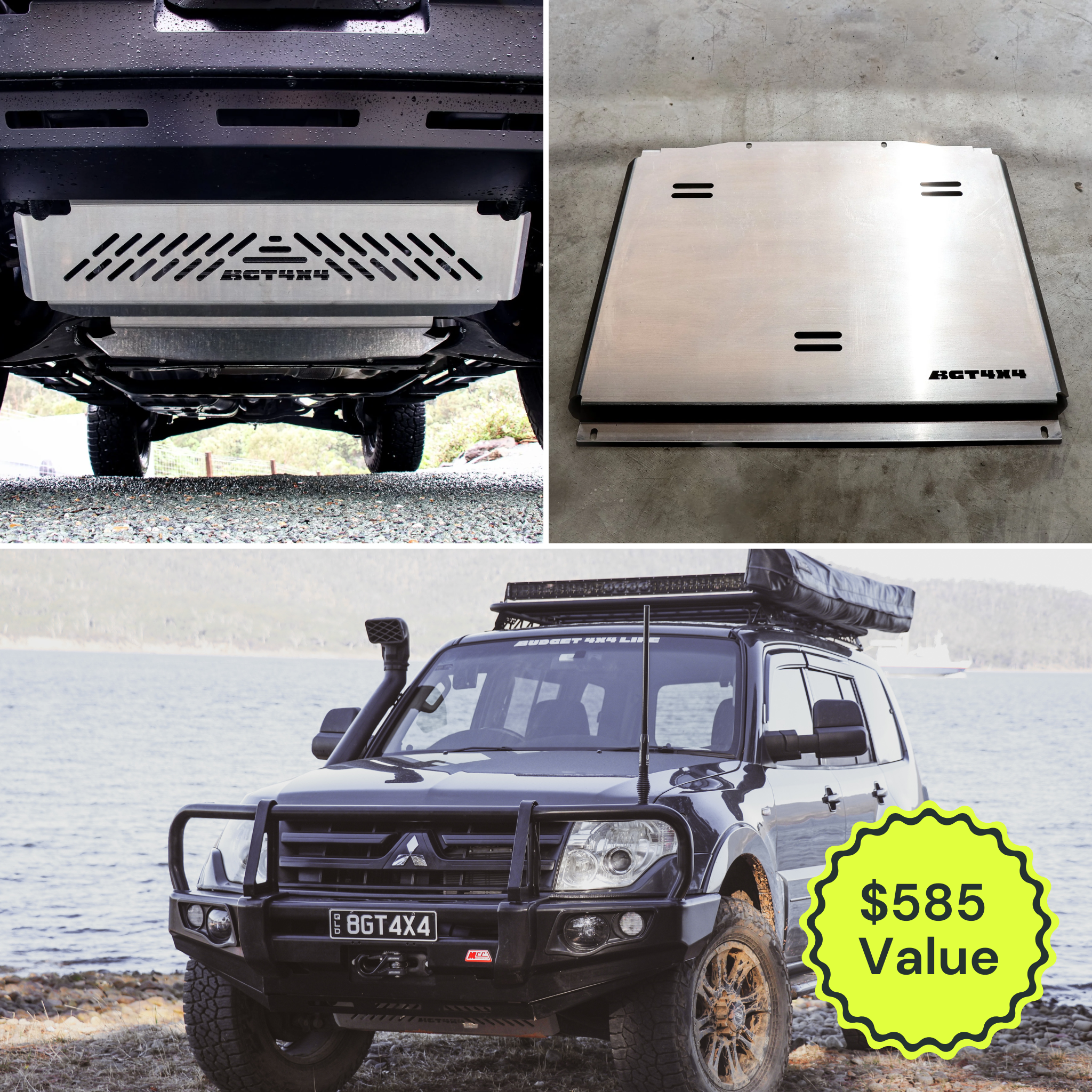 Aluminium Front Transmission Bash Plate Set For Mitsubishi Pajero Gen 4 NS NT NW NX