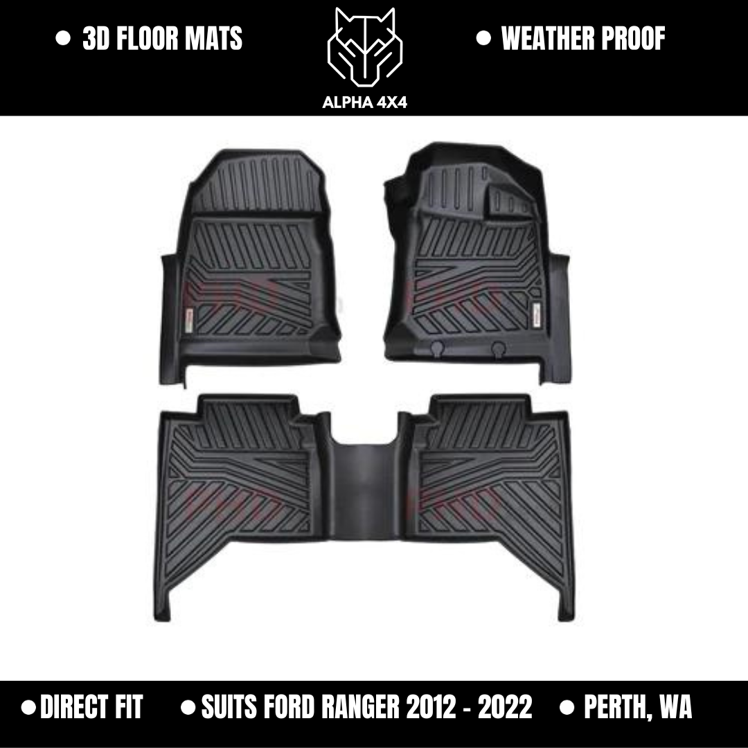 Alpha Grip 3D Car Floor Mats Fit Ford Ranger 2012 - 2022 PX PX2 PX3